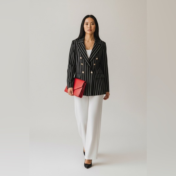 fair haven Jackets & Blazers - Fair Haven Black and White Pinstripe Blazer size 3XL